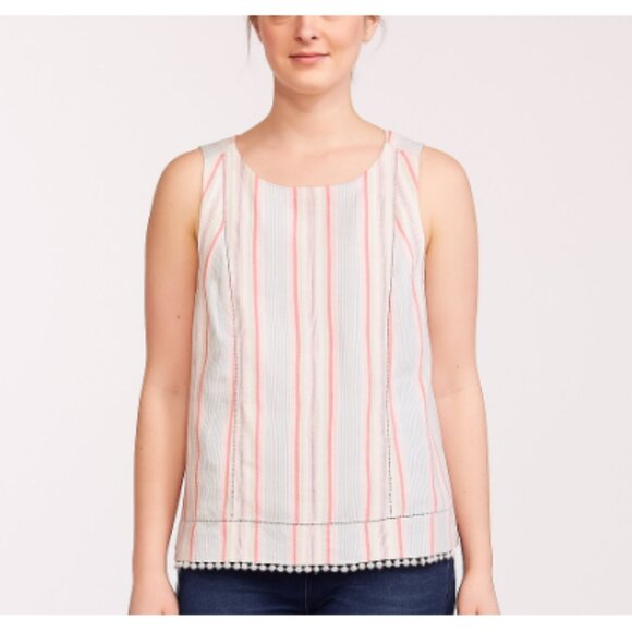 Vineyard Vines Women's Pink Blue White Abacos Striped Tassel Top Size 2 - Picture 1 of 9